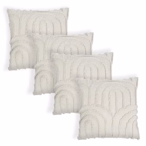 OHS 4 Pack Decorative Tufted Arch Cushion Covers in Beige, W/D/H: 45 x 45 x 45 cm – 1
