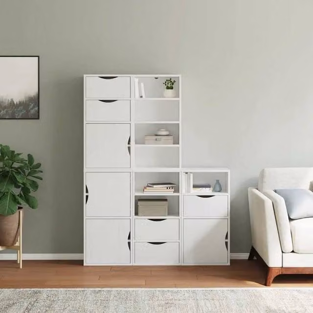 Berkfield Home ODDA Side Cabinets, 5 Piece Set in White Solid Wood Pine, W/D/H: 40 x 24 x 79 cm