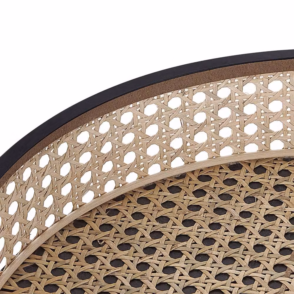 Wyld and Coco Detachable Top Round Side Table in Matt Black and Natural Rattan, Diameter: 36 cm, Height: 43 cm – 3