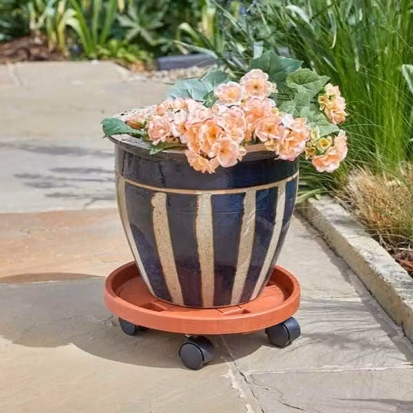 Marco Paul Plant Pot Caddy, Burnt Orange, Diameter: 29 cm
