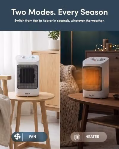 Keplin 1500W White Oscillating Ceramic Fan Heater with Adjustable Thermostat and Overheat Protection – 4