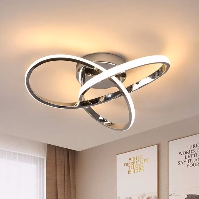 Goeco Modern Curved LED Ceiling Light in Silver with Warm White 3000K Glow – 1
