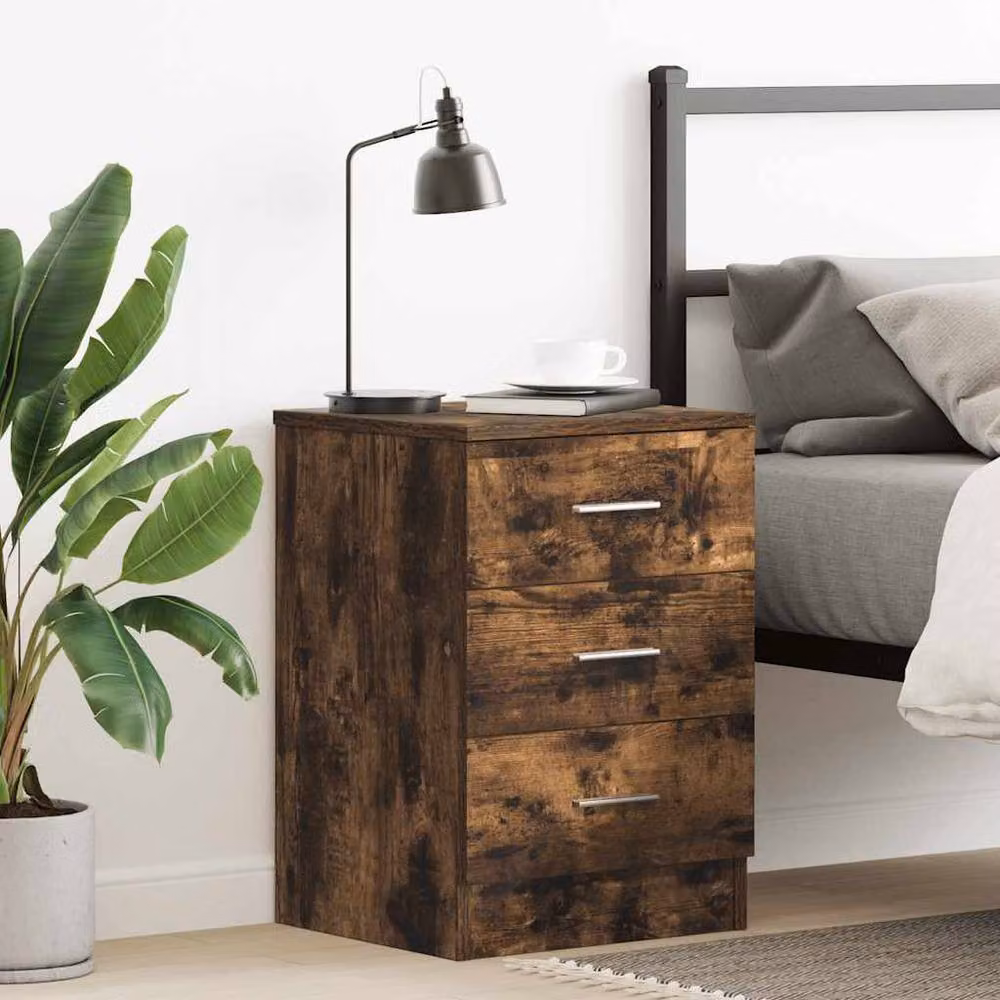 Berkfield Home Smoked Oak Bedside Cabinet in Brown, W/D/H: 38 x 35 x 56 cm – 2