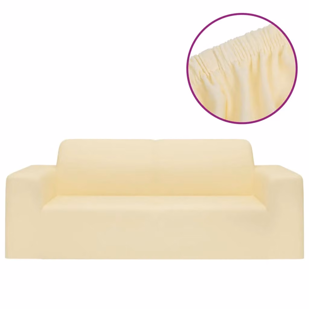 Berkfield Home 2-Seater Stretch Sofa Slipcover in Beige Polyester Jersey – 2