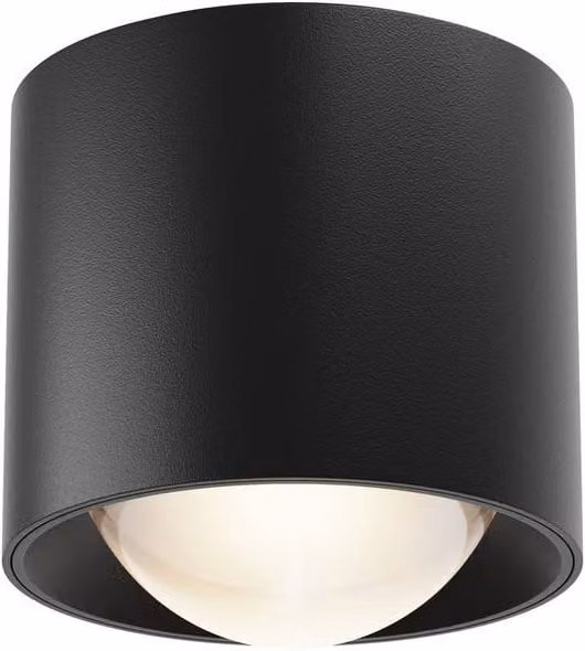 Netlighting Lens LED Surface Mounted Round Downlight, Black, 3000K Warm White, IP44