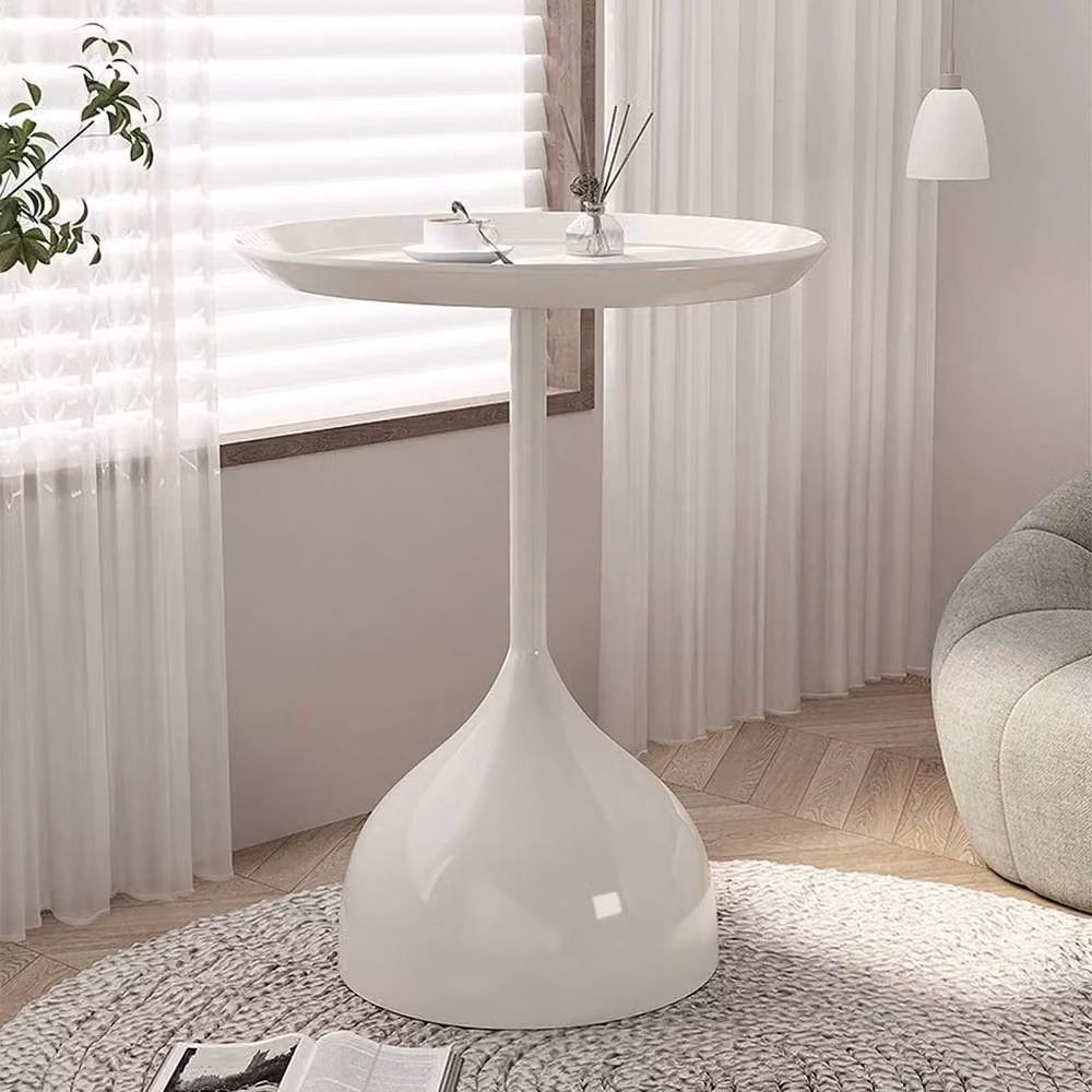 KORVIXA Metal Round Side Table in White – 2