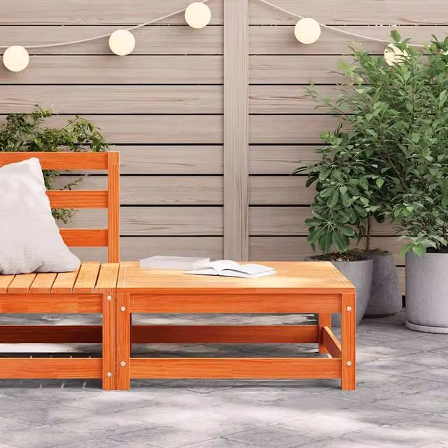 Berkfield Home Beautiful Garden Footstool in Wax Brown Solid Pine, W/D/H: 70 x 70 x 30 cm – 1