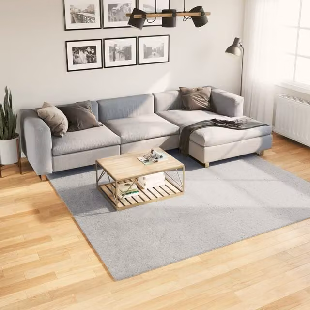 Berkfield Home HUARTE Grey Short Pile Washable Square Rug, W/D/H: 240 x 240 x 1 cm