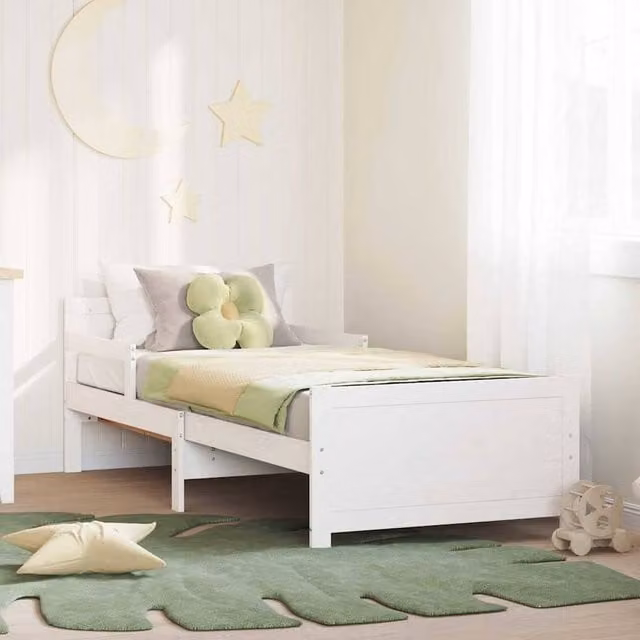Berkfield Home Modern White Pine Wood Childrens Bed Frame W/D/H: 80 x 200 cm – 1