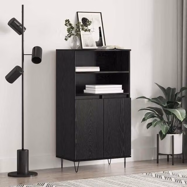 Berkfield Home Modern Black Highboard with Internal Shelves and Hinged Doors – 1
