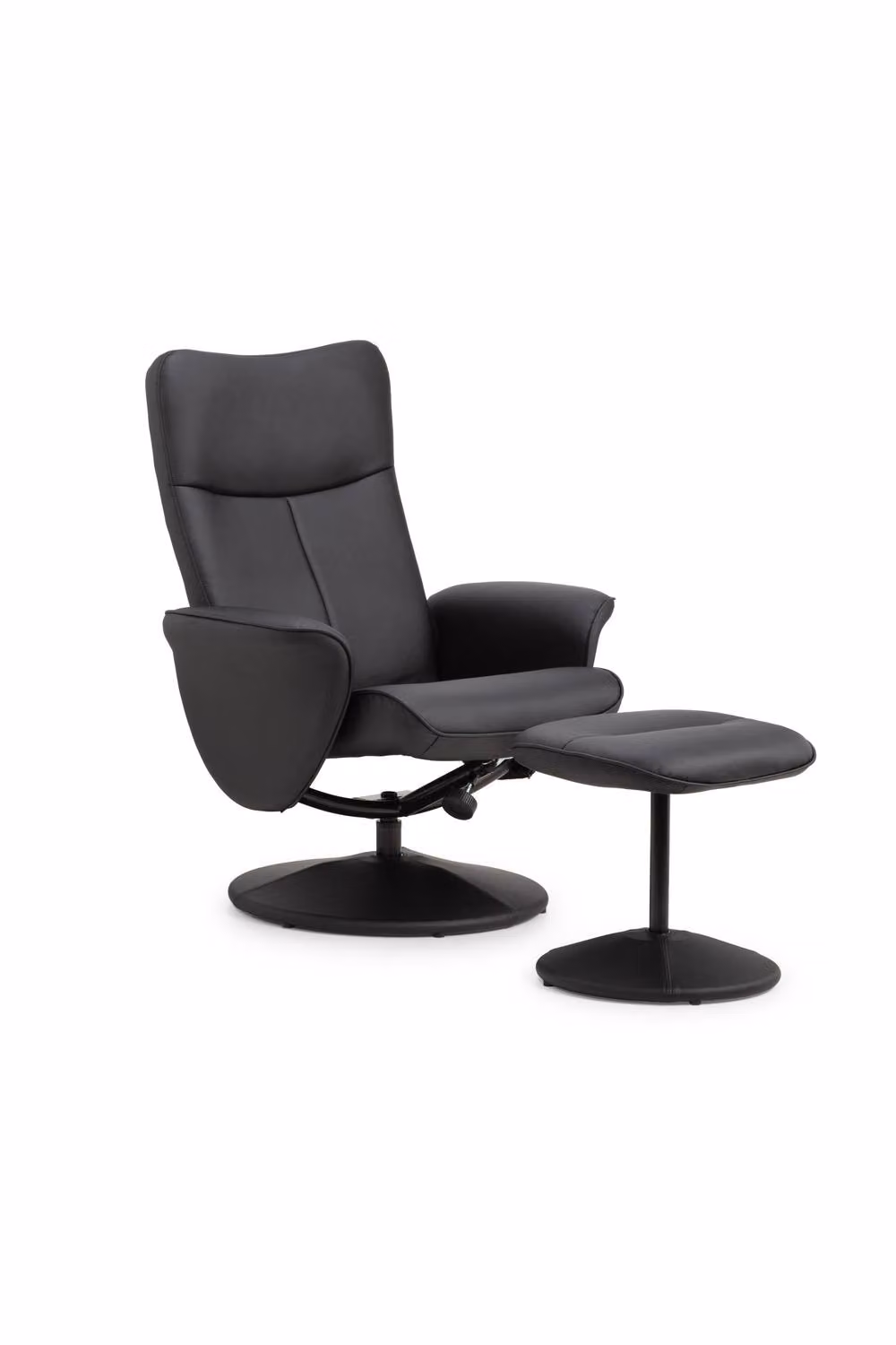 Julian Bowen Lugano Swivel Recliner Chair and Matching Footstool in Black Faux Leather – 2