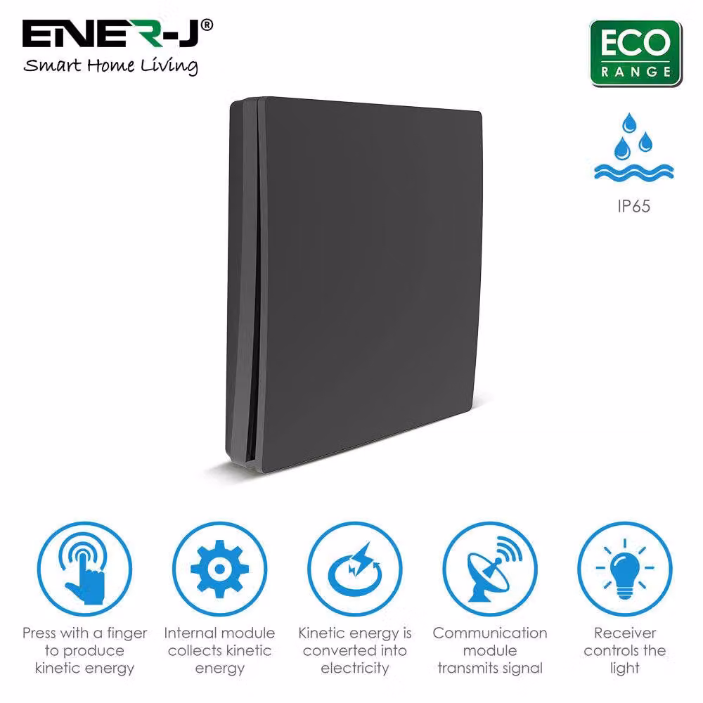 ENER-J Wireless Kinetic 1 Gang Switch in Black – 2