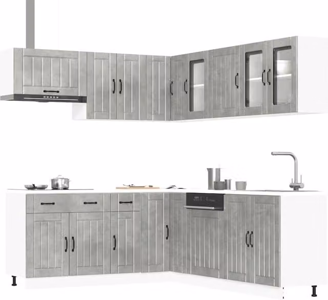 Berkfield Home Lucca 11 Piece Modern Kitchen Cabinet Set in Concrete Grey Matt Engineered Wood