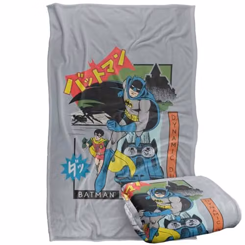 LOGOVISION Batman and Robin Kanji Super Soft Fleece Throw Blanket, Multicolour, W: 91.44 cm x D: 147 cm – 1