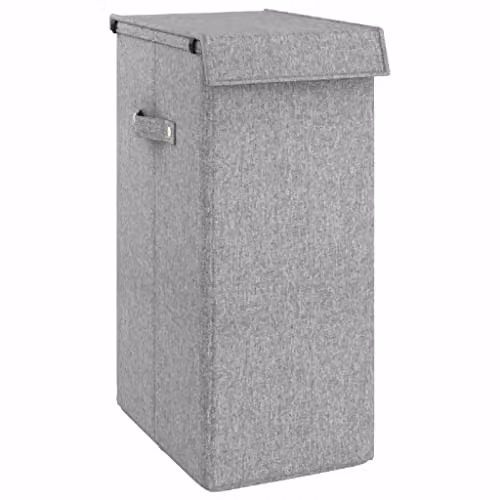vidaXL Collapsible Laundry Hamper in Grey Fabric, W/D/H: 26 x 34.5 x 59.5 cm – 1