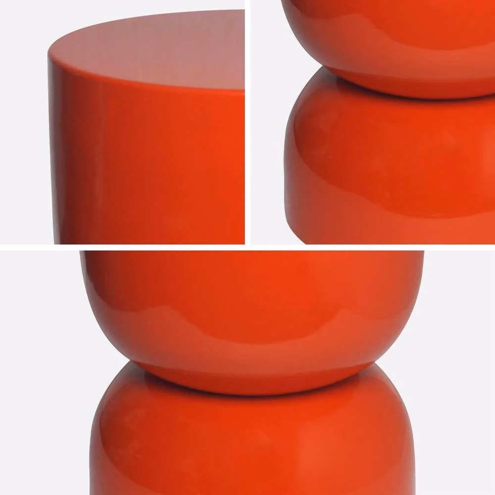 sweeek Round Metal Coffee Table, Side Table or Bedside Table with Glossy Orange Finish, W/D/H: 42 x 42 x 75 cm – 4