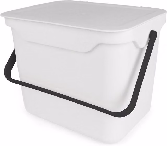 EasyEco 5l Wall-Mounted Plastic Caddy with Odour Filter and Flip Lid, White