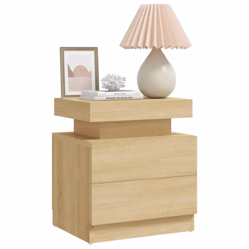 Berkfield Home Bedside Cabinet in Sonoma Oak Brown, W/D/H: 45 x 35 x 52 cm – 2