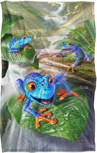 JQ Licensing Jlo Jungle Frogs Silky Touch Super Soft Fleece Throw Blanket, Multicolour, W: 91 cm, L: 147 cm – 4
