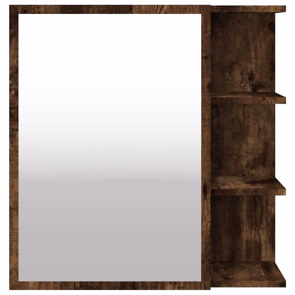 Berkfield Home Practical Bathroom Mirror Cabinet in Smoked Oak Brown, W/D/H: 62.5 x 20.5 x 64 cm – 4