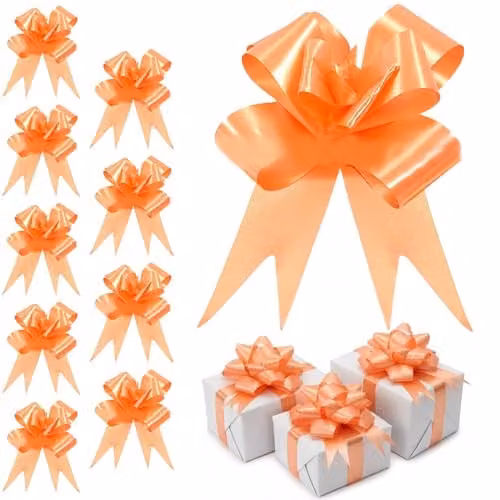 Shatchi 40pcs Orange 5cm Plastic Pull Bows for Gift Wrapping and Party Decorations – 1