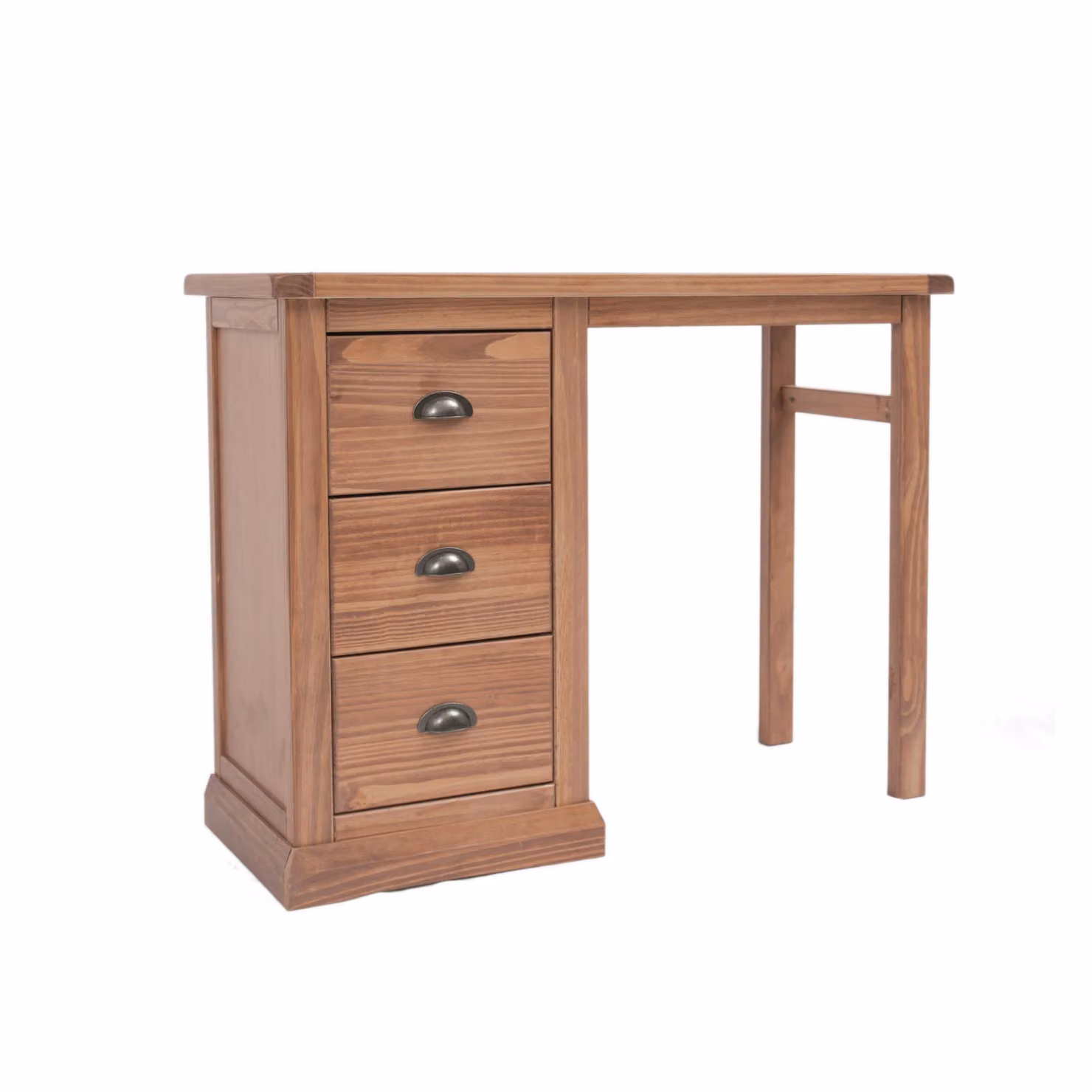 Cabinet Bits Tirolo 3 Drawer Dressing Table in Brown Lacquered Pine with Brass Cup Handles – 2