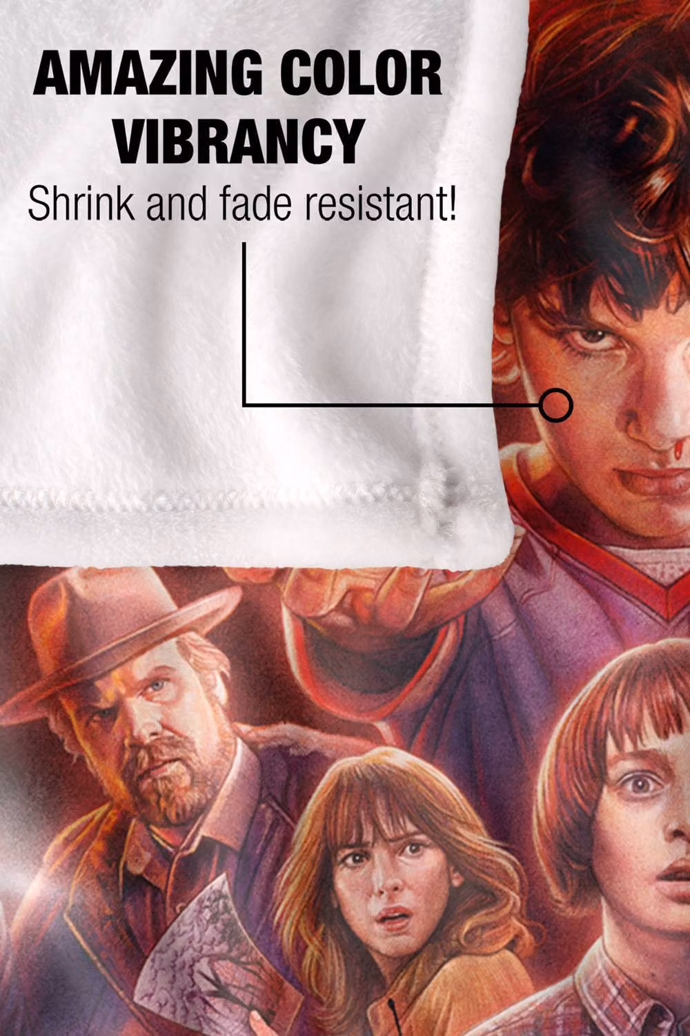 Stranger Things Season 2 Heroes Super Soft Fleece Throw Blanket, White and Multicolour, W: 152 cm, D: 127 cm – 4