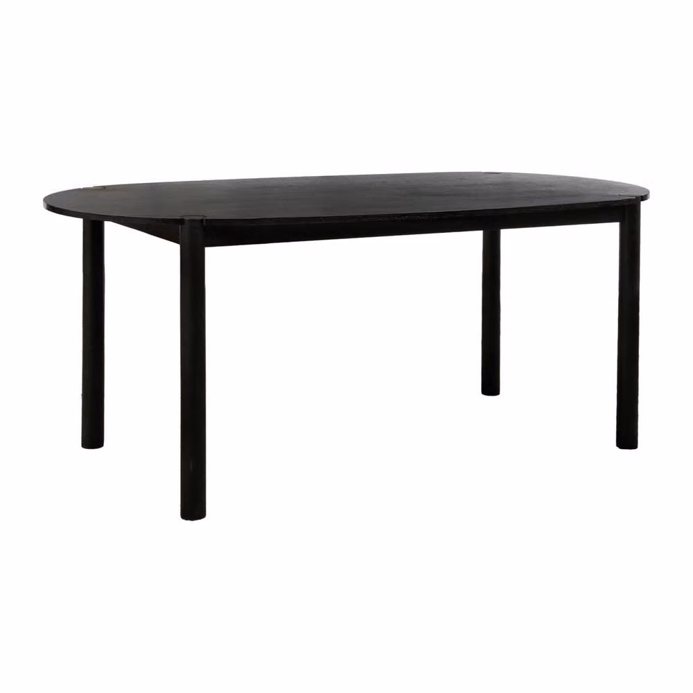 sweeek Modern Oval Rubberwood Dining Table in Black, W: 180 cm, H: 75 cm, D: 90 cm – 2