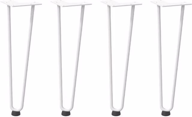 Berkfield Home Hairpin Table Legs, 4 Pieces, Matt White Solid Steel, Height: 42 cm