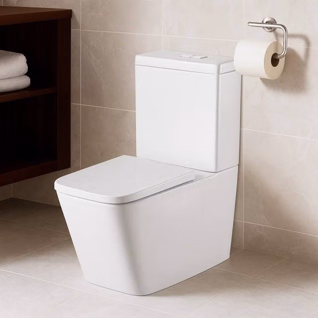 Bathroom Kingdom Milan Rimless Close Coupled Floor Standing Toilet with Soft Close Seat in White