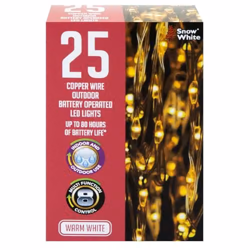 VFM e-Store Outdoor Copper Wire Christmas Lights in White (25 LEDs) – 2