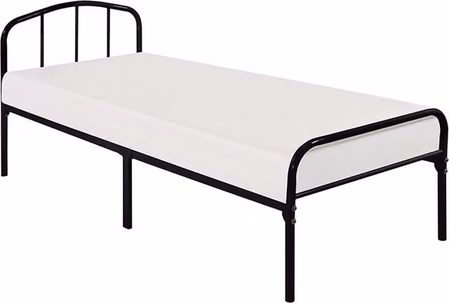 LPD Home Milton Metal Bed in Black, W/D/H: 90 x 190 cm