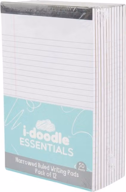 i-doodle essentials Pack of 12 White Lined Writing Pads