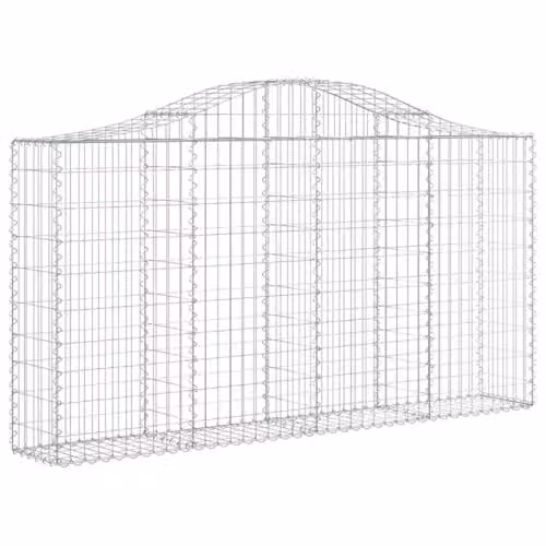 vidaXL 18-piece Arched Gabion Baskets in Silver Galvanised Steel, W/D/H: 200 x 30 x 100/120 cm – 1