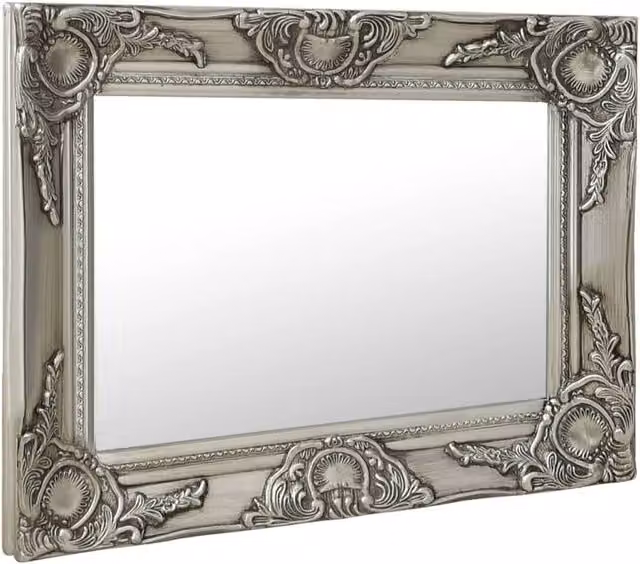 Berkfield Home Antique Baroque Style Rectangular Wall Mirror, Silver, W: 50 cm, H: 40 cm – 1
