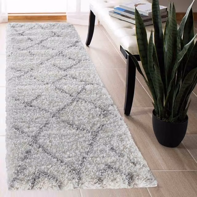 Desire Rugs Moroccan Berber Shaggy Runner, Light Cream, W: 60 cm, L: 220 cm