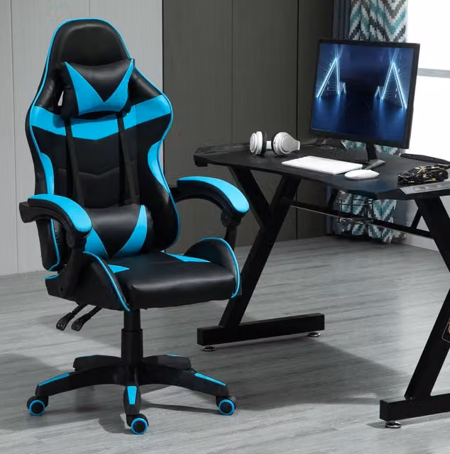 MCC Direct Neon Edge Gaming Chair in Blue with Tilt and 360 Degree Swivel Function