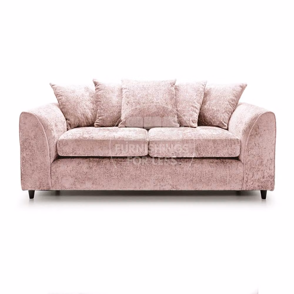 Furnishings For Less UK Monaco Pink Chenille Fabric 3 and 2 Seater Sofa Set with Scatter Back and Curved Arms – 2