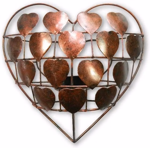 On Trade Winds Metal Heart Tealight Wall Sconce in Bronze