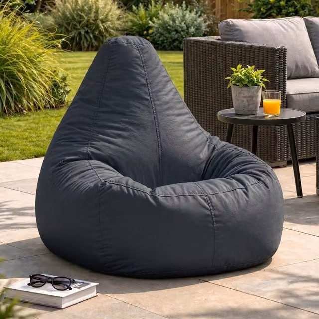 ICON Dalton High Back Adult Gaming Bean Bag Chair for Indoor and Outdoor Use in Grey Anthracite – 1