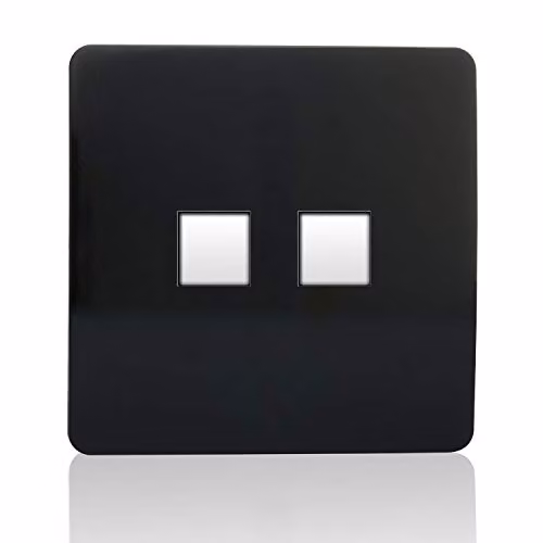 Trendi Switch 2 Gang RJ45 Cat 5e Ethernet and Telephone Secondary Sockets in Piano Black – 2