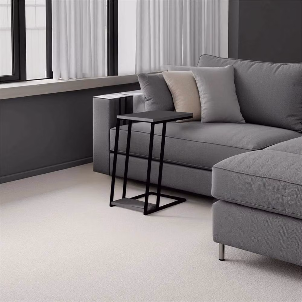 Nordara 2 Tier Sofa End Table with Anthracite Metal Frame in Grey – 3