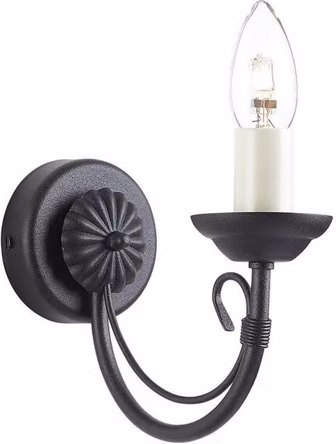 Netlighting Chartwell Black Indoor Candle Wall Light with E14 Bulb Holder