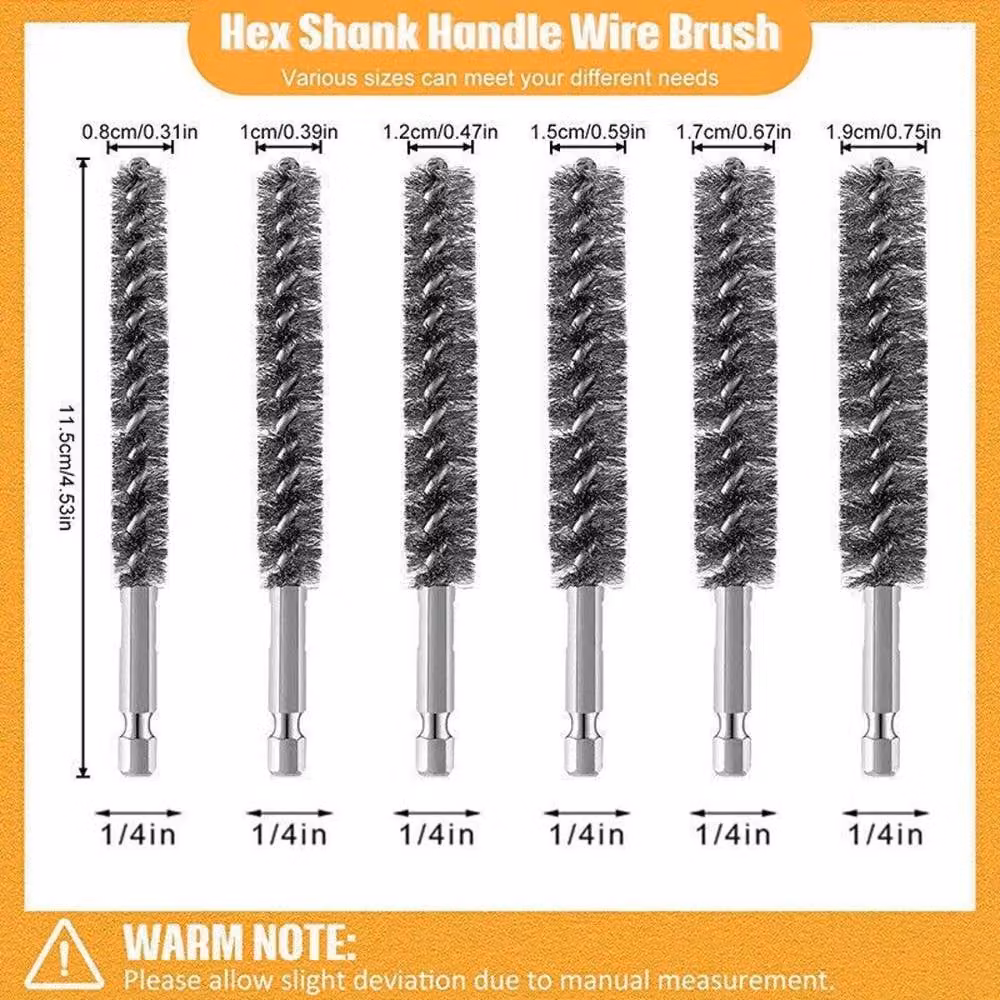 VOGREX 6-Piece Stainless Steel Wire Brush Set for Power Drills and Impact Drivers in Silver – 2