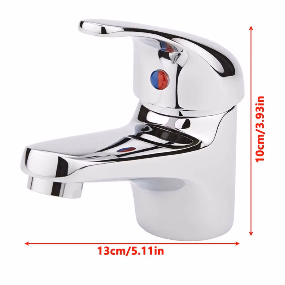 EONLION Chrome Single Lever Cloakroom Basin Mixer Tap with Pop Up Waste in Silver – 2