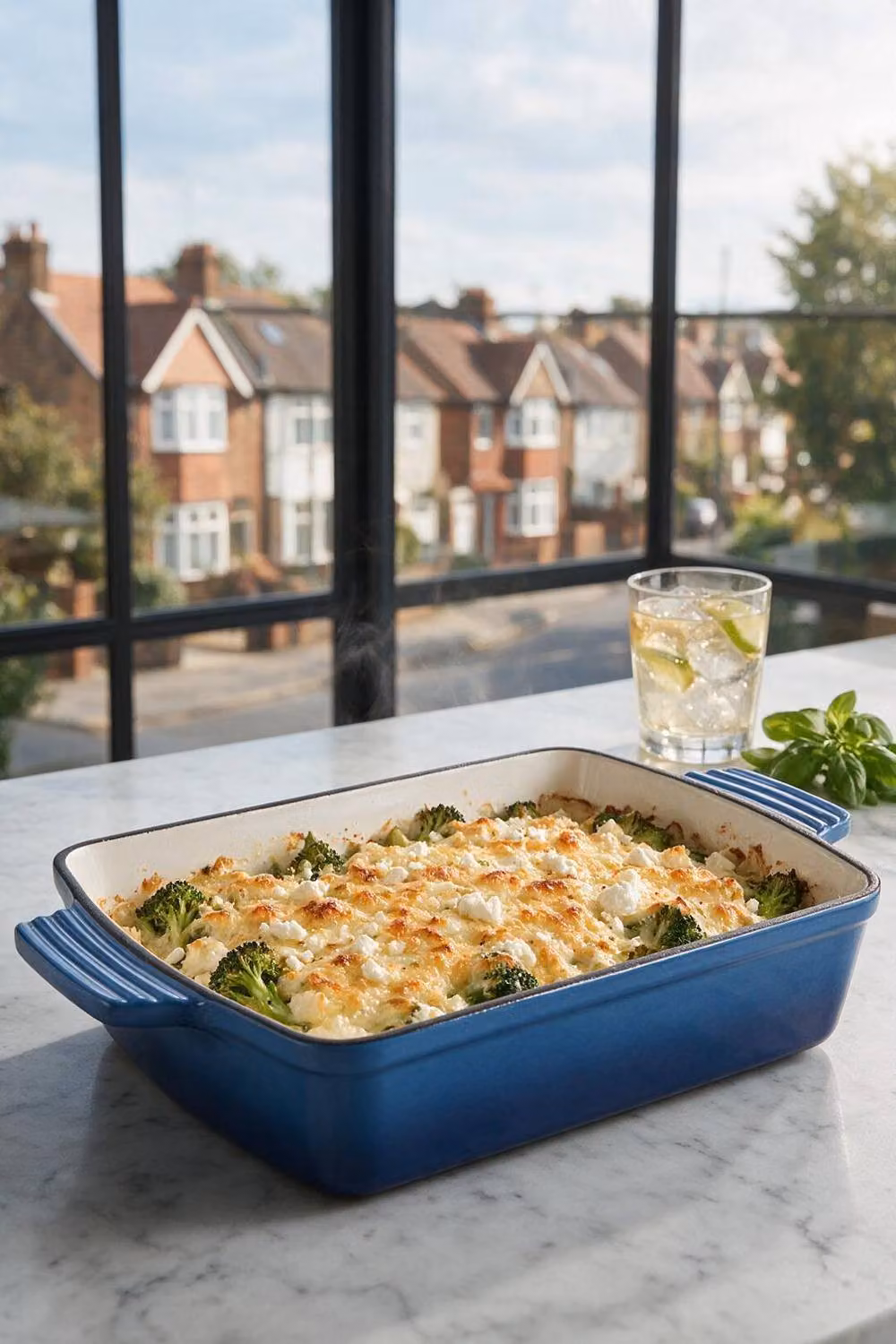 ExtraStar Enamelled Cast Iron Rectangular Casserole Dish with Lid and Dual Handles in Blue – 3