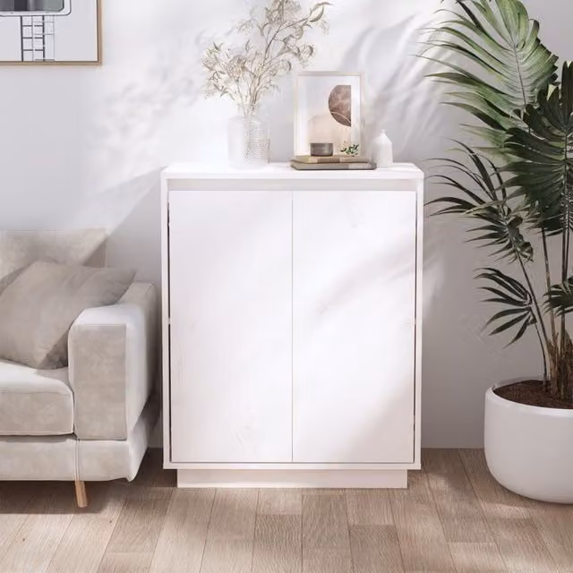 Berkfield Home White Solid Wood Pine Sideboard, W/D/H: 60 x 34 x 75 cm – 1