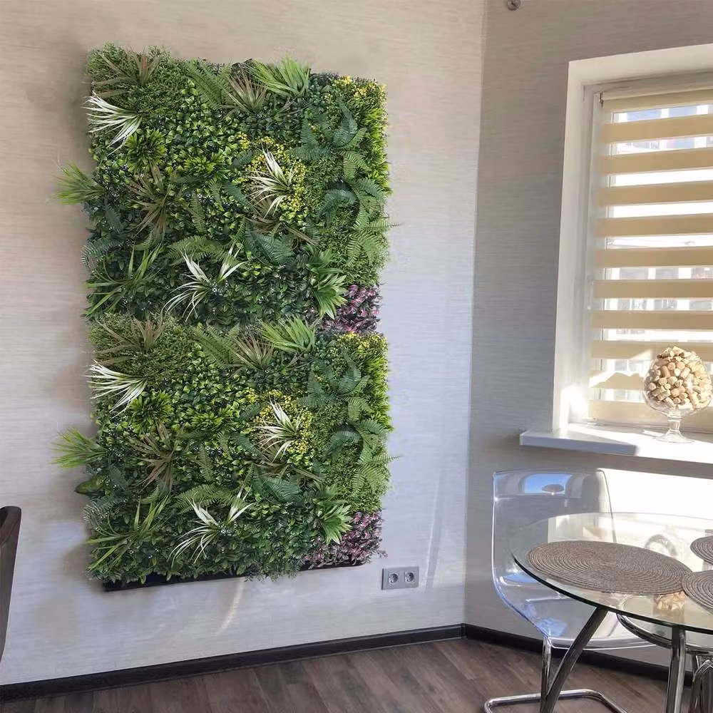 NESTLUNE Artificial Plant Flower Living Wall Panels, Green, W/H: 100 x 100 cm, Depth: 15 cm – 5