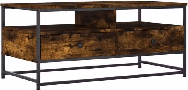 Berkfield Home Smoked Oak Coffee Table in Brown, W/D/H: 100 x 51 x 45 cm