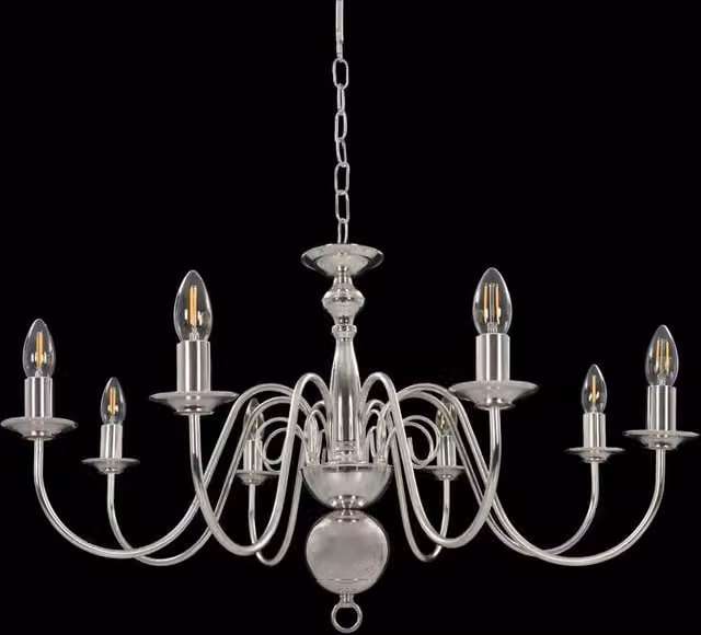 Berkfield Home Elegant Silver Chandelier with 8 x E14 Bulbs